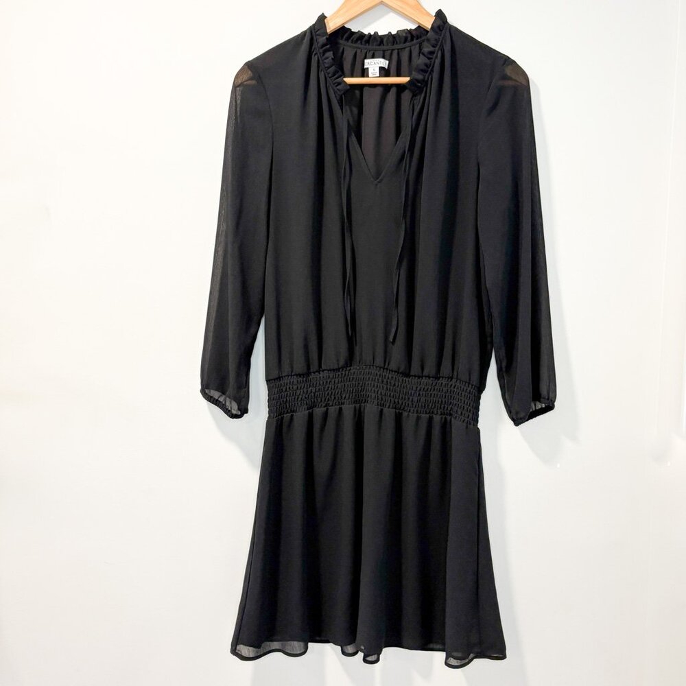 J. Crew Mercantile Sheer Black Long Sleeve Dress‎ Size Small